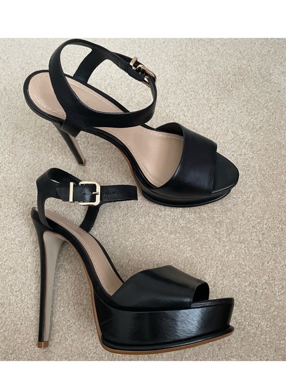 Mercanti Fiorentini Black Platform Ankle-Strap Stiletto